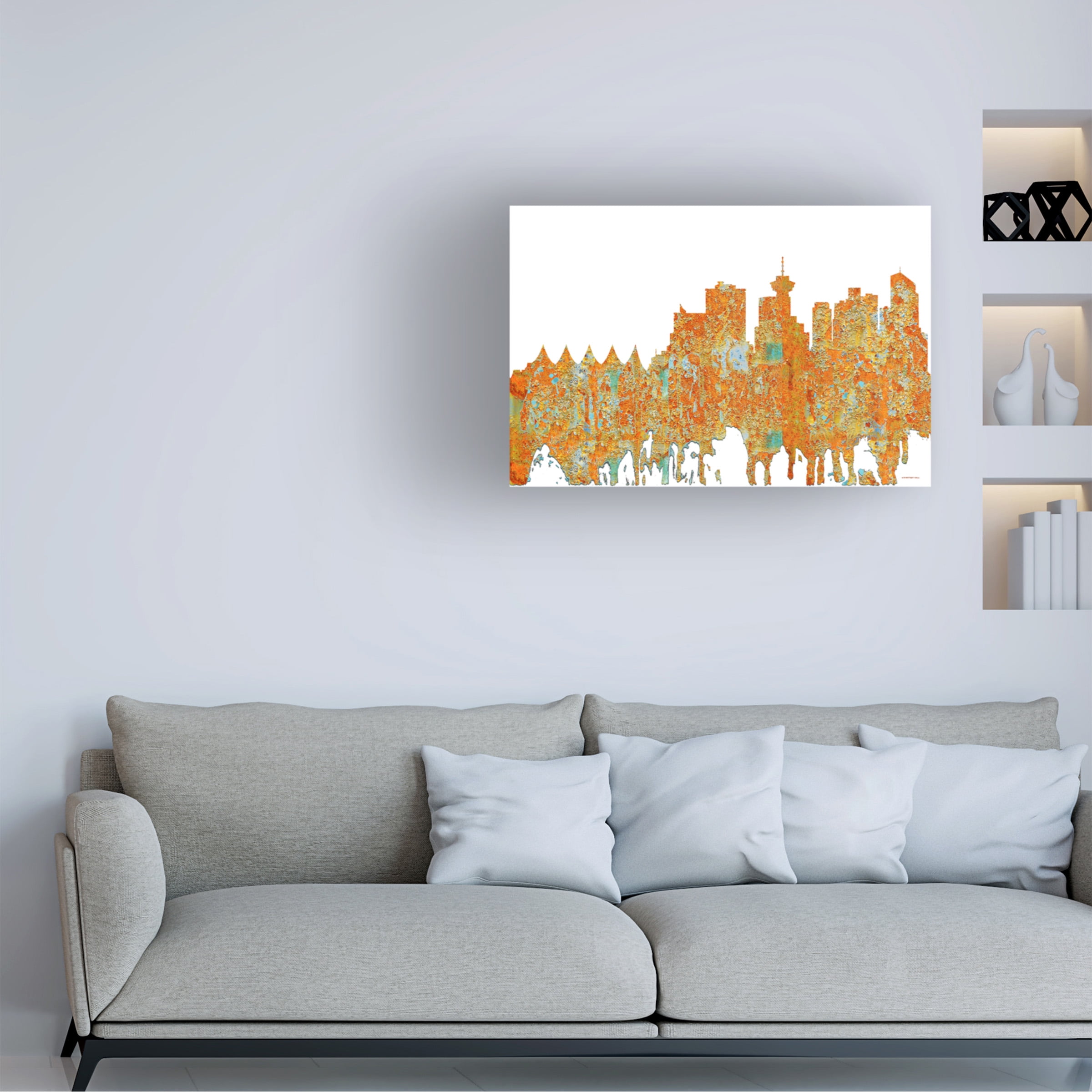 Marlene Watson 'Vancouver BC.Skyline. Rust' Canvas Art