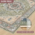 thumbnail image 3 of 4'x6' Area Rugs, Machine Washable Non Slip Area Rug for Living Room, Soft Low Pile Vintage Print Pattern Indoor Bedroom Thin Carpet, Green, 3 of 6