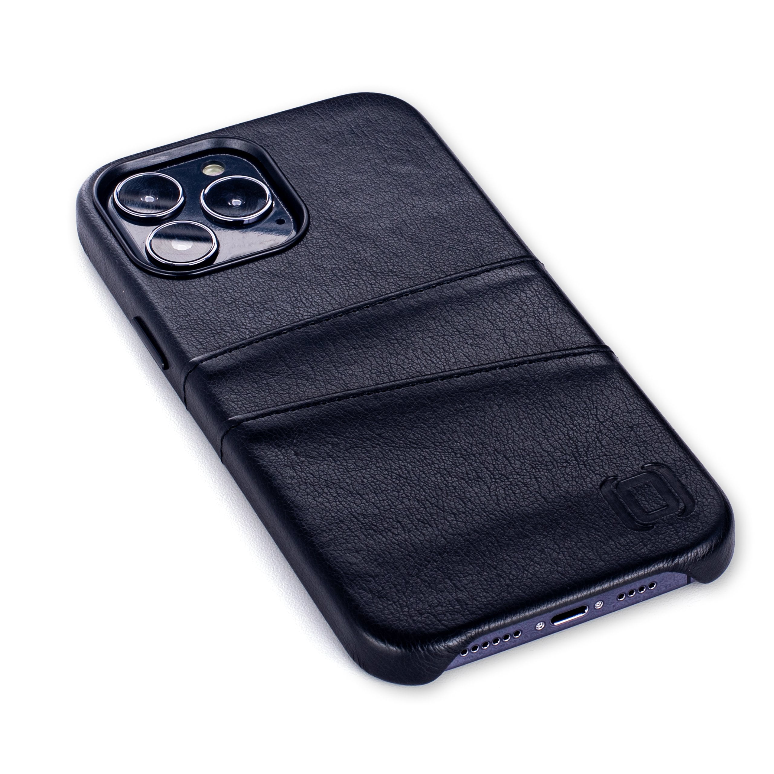 Dockem iPhone 13 Pro Max Exec M2 Wallet Case; Built-in Metal Plate, 2 Card Slots, Premium Synthetic Leather, Black