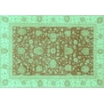 thumbnail image 1 of Ahgly Company Machine Washable Indoor Rectangle Oriental Turquoise Blue Traditional Area Rugs, 7' x 9', 1 of 4