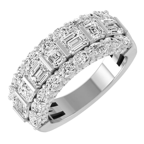 ARAIYA FINE JEWELRY 10K White Gold Lab Grown Diamond Wedding Band Ring (3 cttw, D-F Color, VS1 Clarity) Size 5