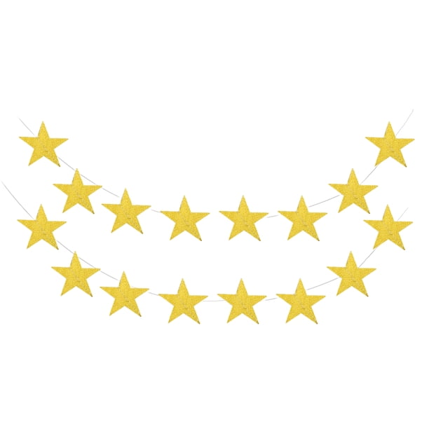 Injueey Bandera de decoración dorada de 13 pies para colgar pancarta personalizada fiesta de cumpleaños Kits de decoración para fiestas Estrella de oro 13 pies