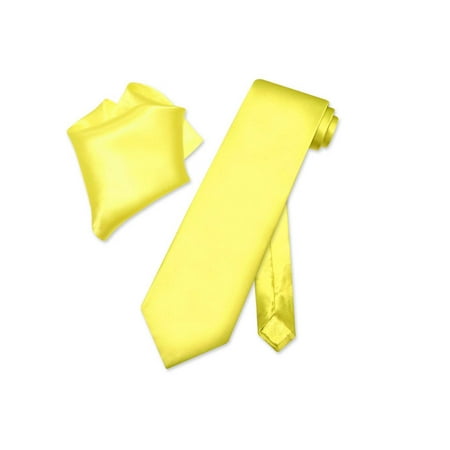 - Biagio 100% SILK Solid YELLOW Color NeckTie & Handkerchief Men's Neck Tie Set