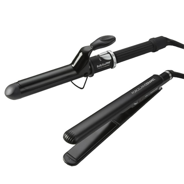 Kit Profesional BabylissPRO Porcelain Ceramic Flat Iron 1" + Curling Iron 1¼" – Alisado y Rizado Perfecto