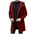 thumbnail image 3 of BSDJILFG Mens Fleece Overcoats Medium Long Trench Coats Zip Up Hooded Parkas Wool Cardigans Light Weight Winter Coats, 3 of 6