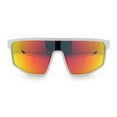 thumbnail image 5 of Bold Color Mirror Shield Sport Plastic Wrap Curved Sunglasses White - Orange Mirror, 5 of 8