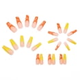 thumbnail image 3 of Apuakthei 24 uñas postizas mate con pegamento, uñas extra largas a presión, puntas de uñas de ataúd, uñas postizas extra largas para mujeres (remolino amarillo y naranja), 3 of 4