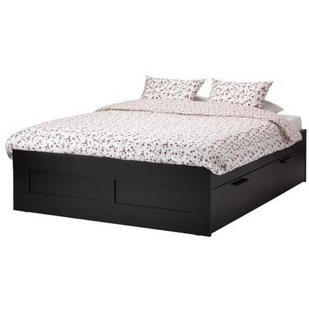 Ikea Queen size Bed frame with storage, black 30382.22026 ...