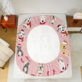 thumbnail image 5 of Feelyou Pink Cartoon Dog Twin Sheet Sets for Teen, Cute Christmas Animal Twin Fitted Sheet, Santa Claus Hat Flat Sheet, Breathable Home Decor, 3-Piece, 5 of 7