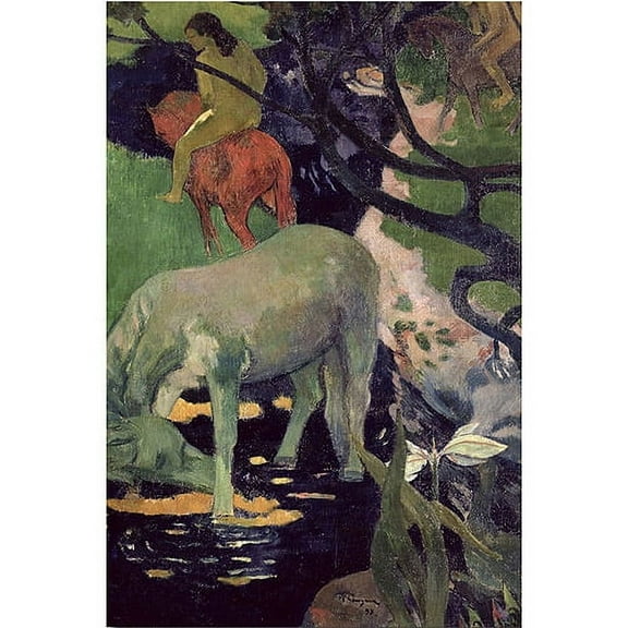 Trademark Fine Art "The White Horse 1898" Canvas Art by Paul Gauguin