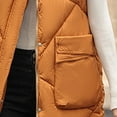 thumbnail image 5 of BEFOKA Women Long Vests Solid Color Sleeveless Button Up Sleeveless Coats Winter Puffer Vests Outwear, 5 of 7