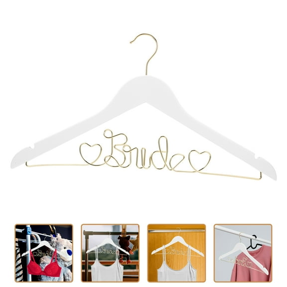 WHAMVOX White Bridal Hanger for Wedding Dress Made of Iron and Wood with Unique Alphabet Design Practical for Clothes 10 Inch