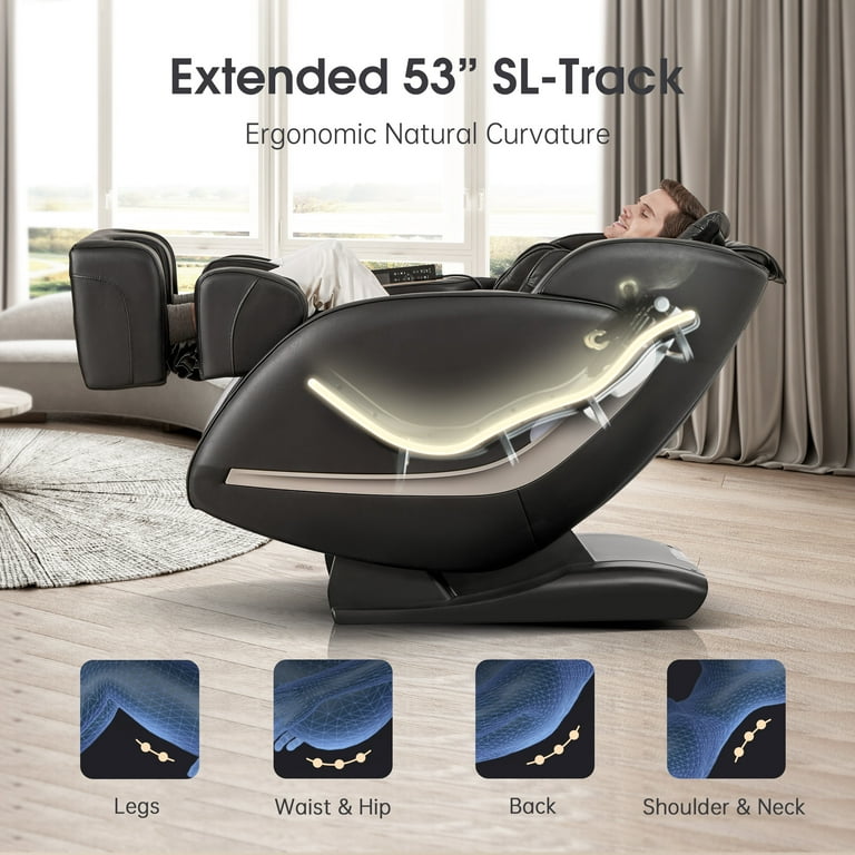 Easpearl Full Body Zero Gravity Massage Chair App Control SL Track Shiatsu Recliner Calf Heating Black, Size: R8069 Easpearl Full Body Zero Gravity Massage Chair App Control SL Track Shiatsu Recliner Calf Heating Black, Size: R8069