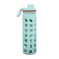thumbnail image 6 of 20oz Clear Glass Water Bottles Extra Lid Odor Proof and Stain Resistant Wide Mouth Reusable Fitness Sports Bottle with Sleeve, Motivational Water Jug, Blue, 6 of 7