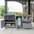 thumbnail image 6 of Harper & Bright Designs Outdoor Kitchen Island for Big Green Egg & Blackstone Griddle, Solid Wood Grill Cart Table with Stainless Steel Top, Drawer and 21"/28" Blackstone Griddle, Grey+Blue, 6 of 20