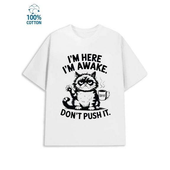 Grumpy Cat Coffee men funny humor white y2k funny humor Classic Unisex Shirt Short Sleeve tshirts Funny Unisex Shirt Graphic Tee tshirts Original Unisex Shirt Cotton tshirts
