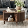 thumbnail image 4 of CDCASA Round Coffee Table with Storage, Fluted Lift Top Coffee Tables for Living Room, Mid Century Modern Round Center Table with Sliding Cabinet Door, Dark Brown, 4 of 11