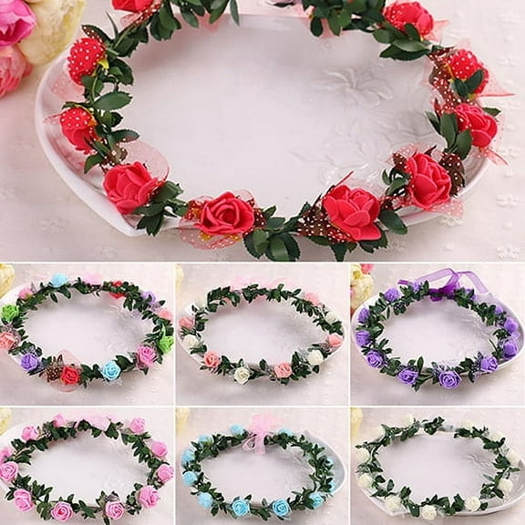 Tshsdpx Rose Flower Crown Headband Wreath Party Wedding Bridal Garland Hairband Headwear