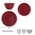 thumbnail image 3 of Pfaltzgraff Trellis Snowflakes 12 Piece Stoneware Dinnerware Set Red, 3 of 5