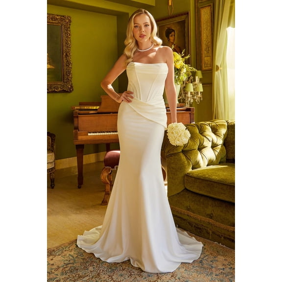 Women's GLS Gloria Fitted Bodycon Strapless Bridal Gown Gl3584 Ivory Size M