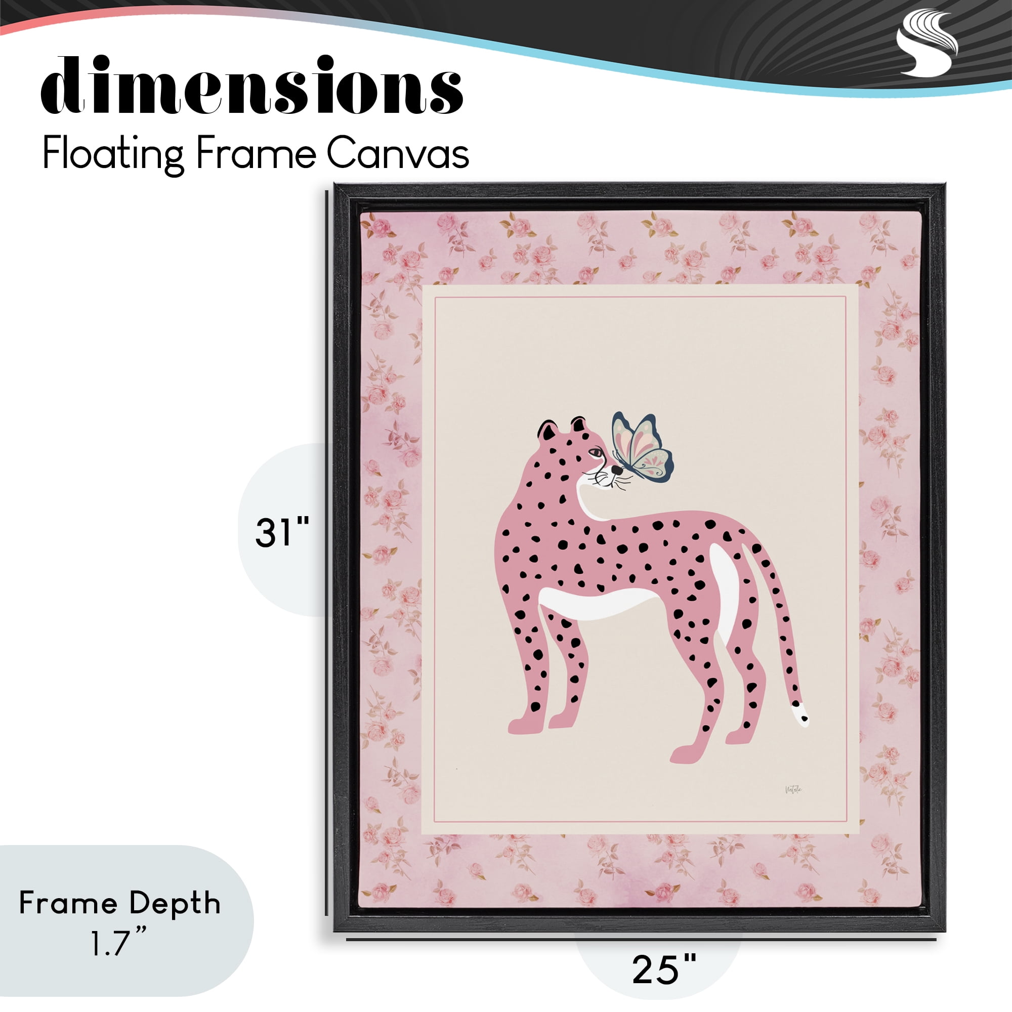 Stupell Industries Cheetah & Butterfly Friendship Black Framed Floater Canvas Wall Art, design by Natalie Carpentieri
