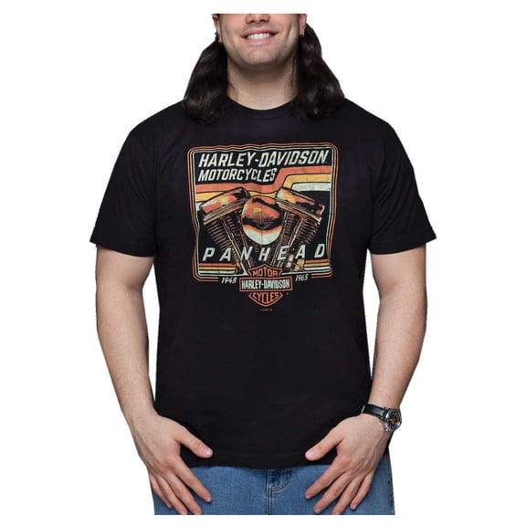 Harley-Davidson Men's Pan Age Engine Short Sleeve Crew-Neck T-Shirt- Black (2XL), Harley Davidson