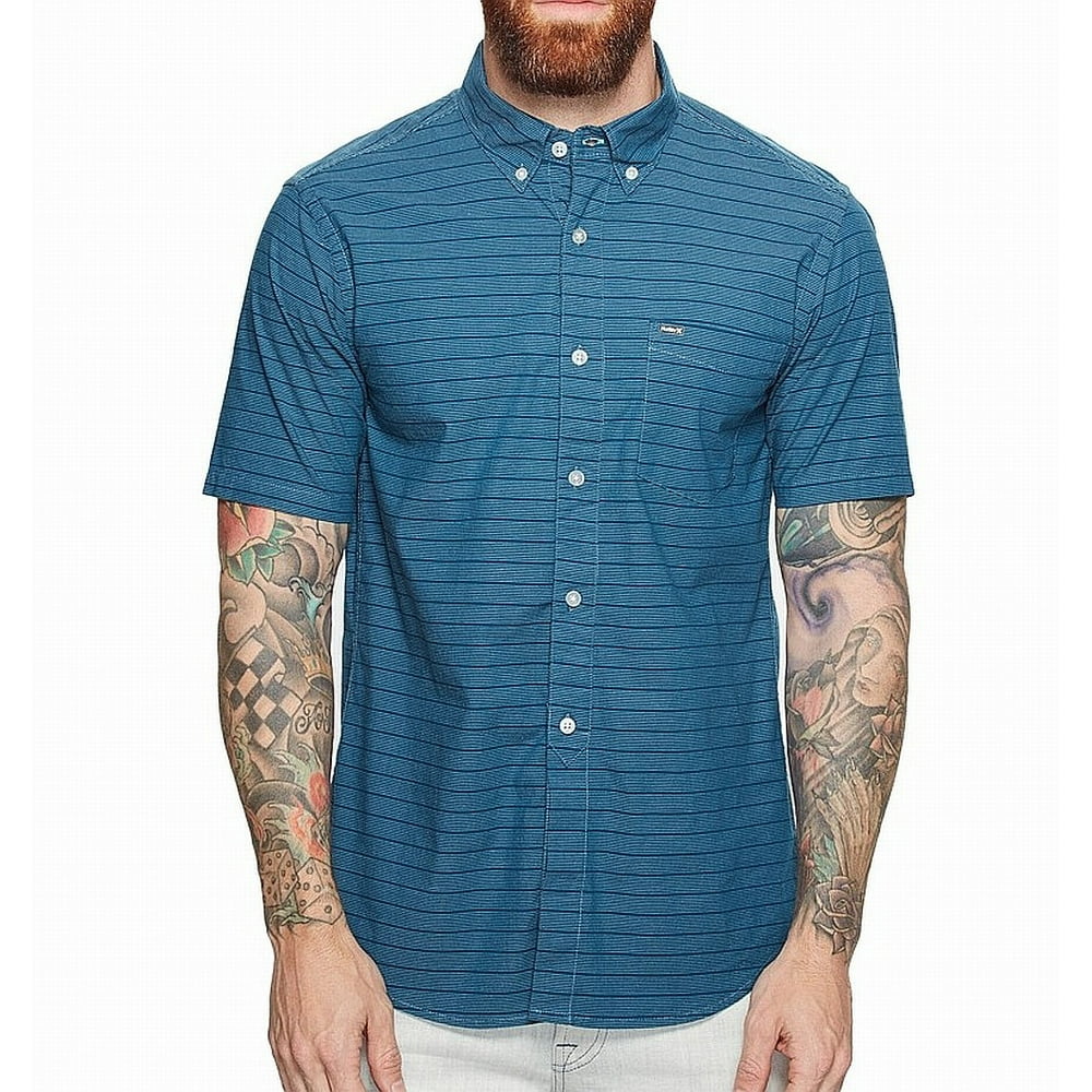 Hurley Hurley Mens Large Button Down Striped Pocket Shirt Walmart