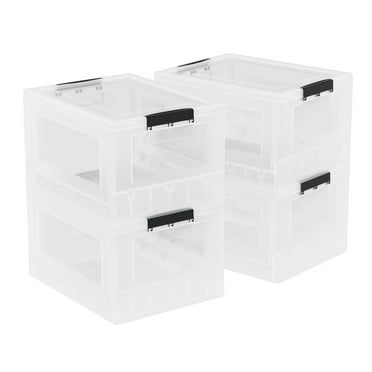 Teyyvn 30 L Clear Collapsible Storage Bins with Lids, Set of 4 Plastic Collapsible Storage Box Container