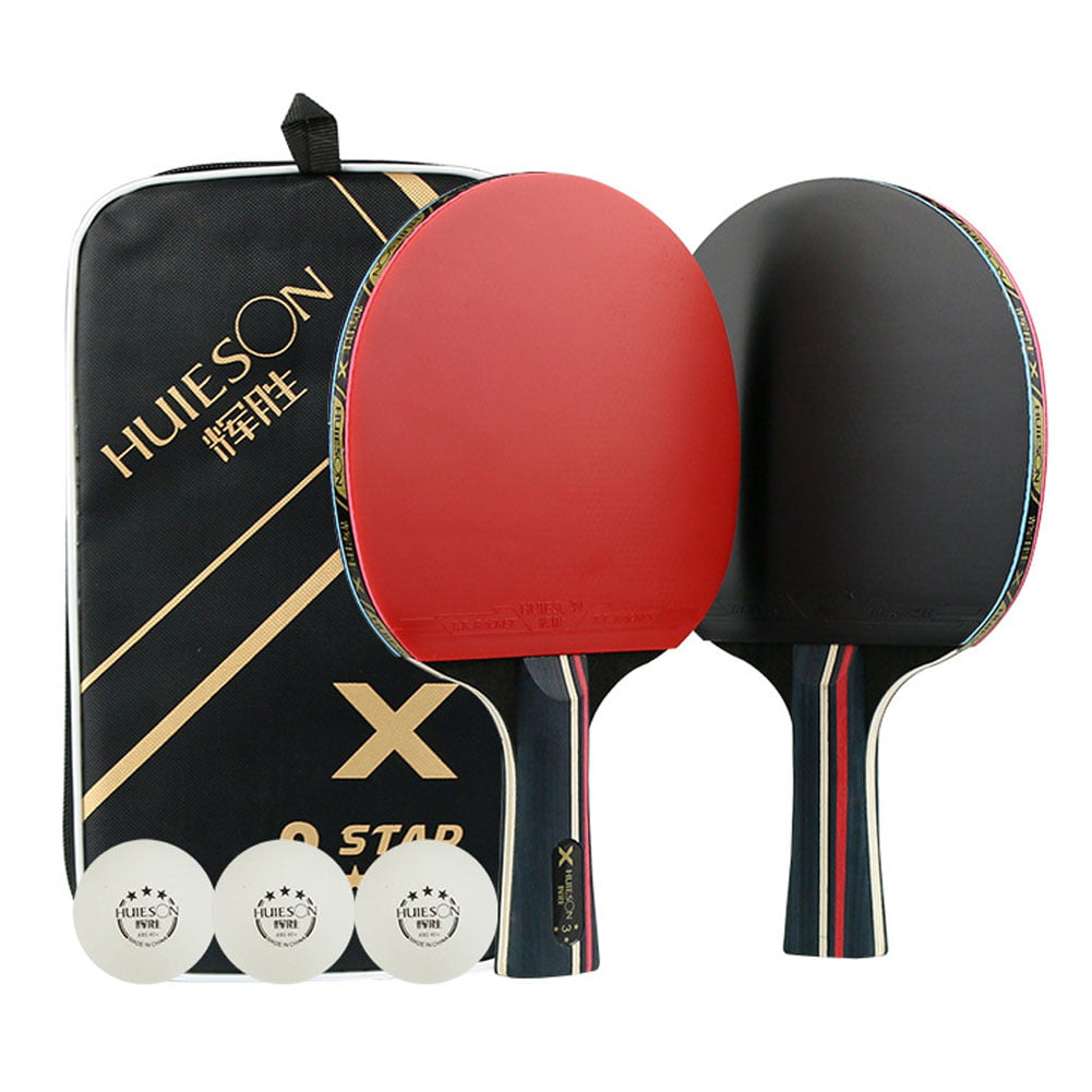 2Pcs Table Tennis Racket Rackets Short Handle Paddle Racket Set Bag 3 Ball 