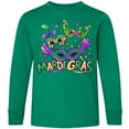 thumbnail image 3 of Inktastic Mardi Gras Masks and Beads Long Sleeve Youth T-Shirt, 3 of 5