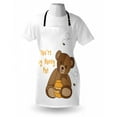thumbnail image 4 of Honey Bee Apron, You're My Honey Pot Phrase with a Hungry Teddy Bear Cartoon, Unisex Kitchen Bib with Adjustable Neck for Cooking Gardening, Adult Size, Umber Caramel, by Ambesonne, 4 of 4
