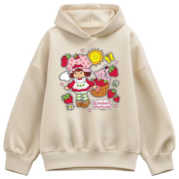 Strawberry Shortcake - Stickers - Women's Oversized Fleece Hoodie Sweatshirt