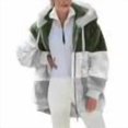 thumbnail image 6 of FNFYFH Womens Zip up Fluffy Sherpa Coats Hooded Plus Size Color Block Fleece Jacket Long Sleeve Drawstring Soft Winter Coat with Pockets, 6 of 7