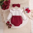 thumbnail image 4 of Bovxnpu Baby Girls' Bodysuits 2PC Long Sleeve Infant Bodysuit Bow Headband Winter Fall Bodysuit Summer Outfits, 4 of 9