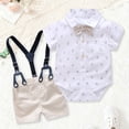 thumbnail image 2 of Toddler Boy Summer Outfit for 9-12 Months Toddler Boy Girls SummerLittle Hero Short Sleeve Letter T Shirt Top Elastic Shorts Set Casual 2Pcs Outfits Cartoon Print,A109-White, 2 of 9