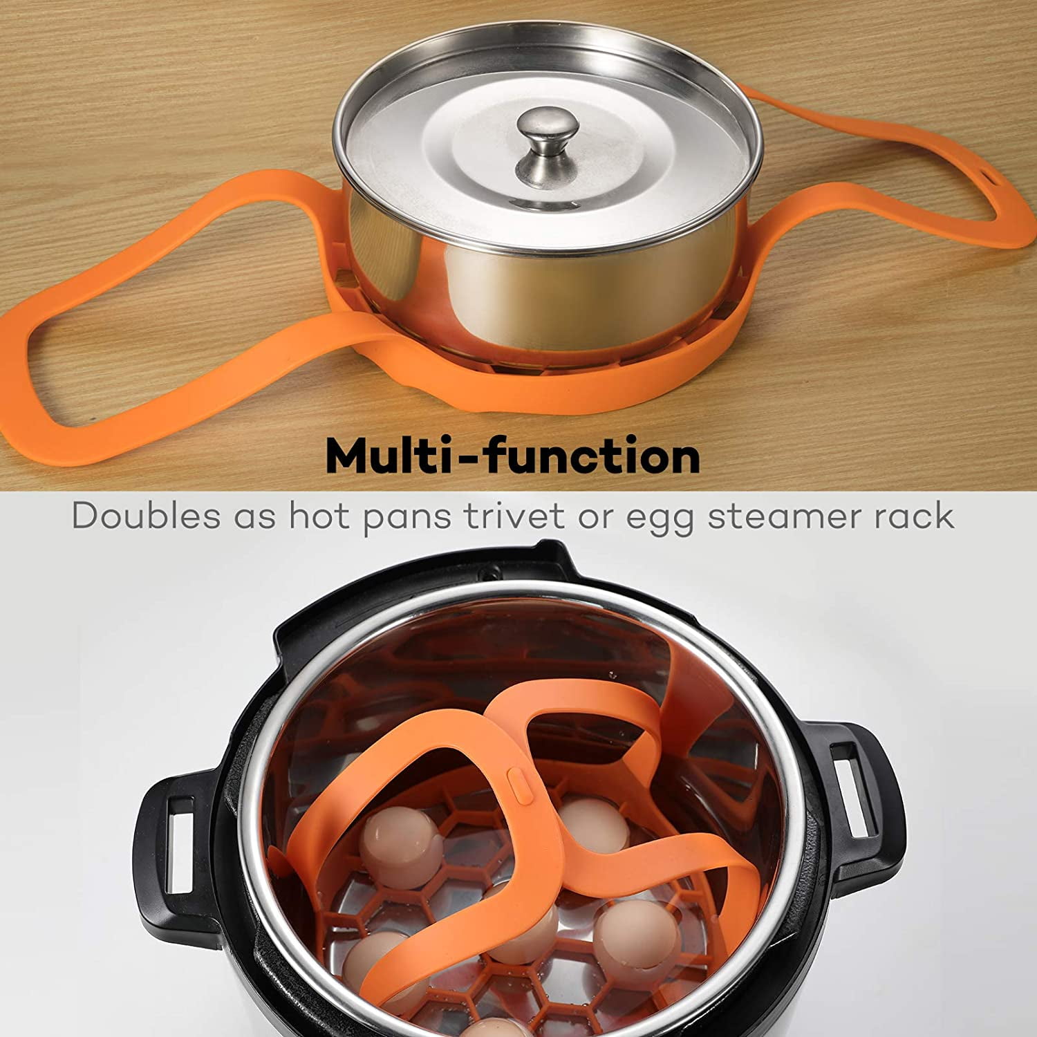 SENRAN Pressure Cooker Sling Compatible with Ninja Foodi and Other Brand Multi-Function Cookers Silicone Bakeware Lifter Accessories for Instant Pot 6 Qt 8Qt