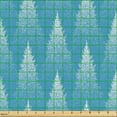 thumbnail image 2 of Ambesonne Tree Fabric by the Yard Upholstery, Winter Art Pine Nature Forest, 5 Yards, Sea Blue White, 2 of 5