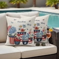 thumbnail image 5 of Independence Day Pillow Covers 2 Pack Blue Pink Red Floral American Flag Flowerpot Linen Texture Pillowcase Waterproof Outdoor Throw Pillow Cover for Patio Garden Square Cushion 20”x20”, 5 of 9