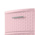 thumbnail image 6 of Sterilite 3 Drawer Tower, Slim Plastic Weave 3 Drawer Tower with Pull Handles, Pink, Pack of 2, 6 of 7