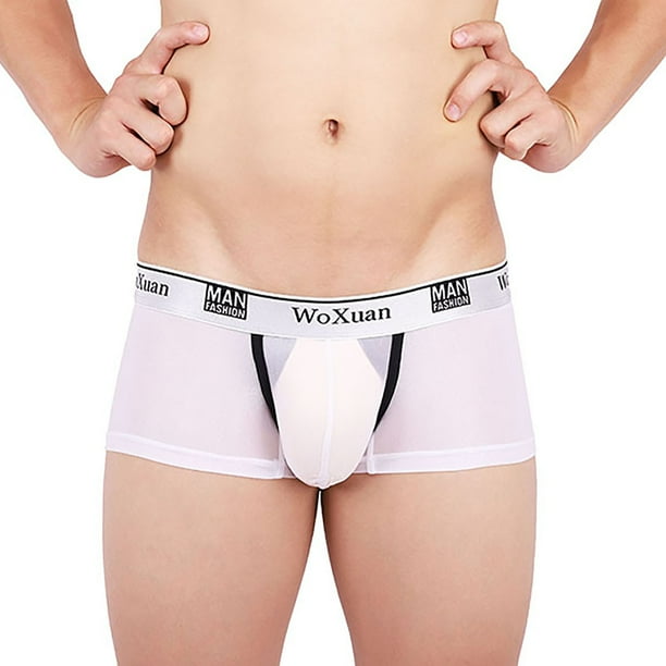 jovati Underwear for Men Boxer Briefs Men Sexy Underwear Comfortable Sweat-absorbent  Ice-Silk Cool Boxer Splic Briefs 