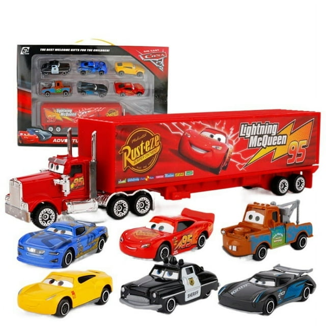 Pixar Cars Set Lightning Mcqueen Figures Jackson Storm Mack Uncle Truck Pull-Back Cars Model Doll Children Toy For Gift 7pcs 1box