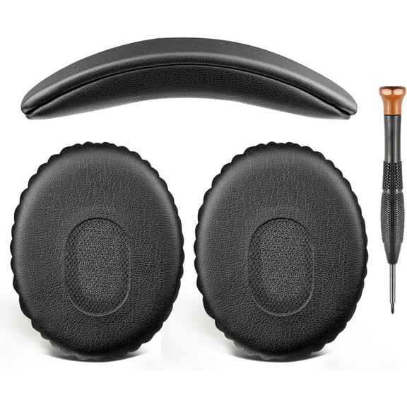 SOULWIT Earpads Cushions   Headband Pad, Replacement Kit for Bose QuietComfort 3 (QC3) Headphones (Do Not Fit OE1) - Black