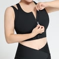 thumbnail image 4 of Ropa interior deportiva para mujer, con hebilla frontal, de malla de doble capa, para correr, con cremallera extendida, para fitness, color negro, 4 of 6