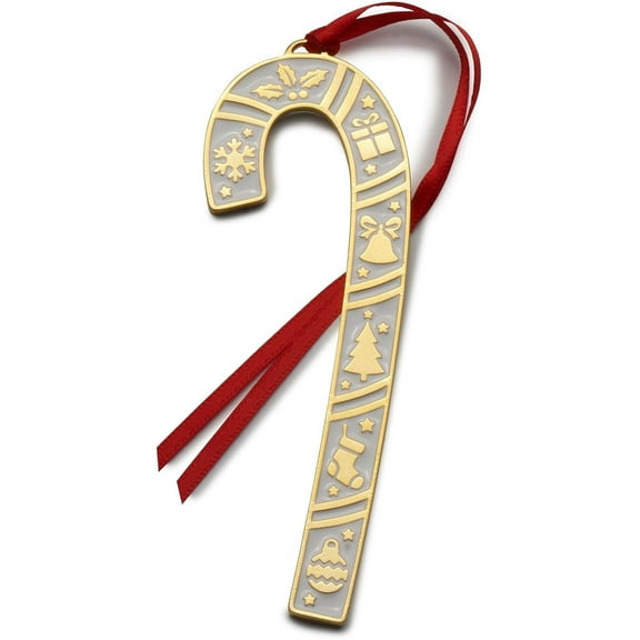 Wallace Annual 2025 Gold Plated and Enamel Candy Cane Ornament 45th. Anniversary