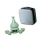 thumbnail image 4 of Juego de Sake japonés con decantador de vino más cálido con bolsa de viaje, portavelas tradicional de 4 tazas, bebida de Sake antigua para fiesta de verde, 4 of 9