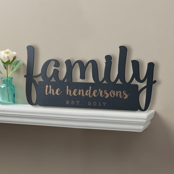 Personalized Our Family Black Wood Plaque