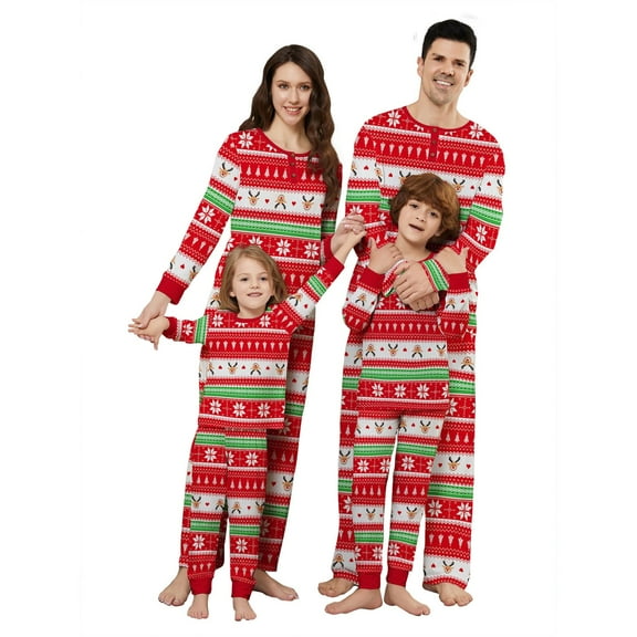 Onlypjs Family Matching Christmas Pajamas Set – Red & Green Festive Print Holiday Sleepwear for Women, Men – Cozy Winter Loungewear for Couples & Families