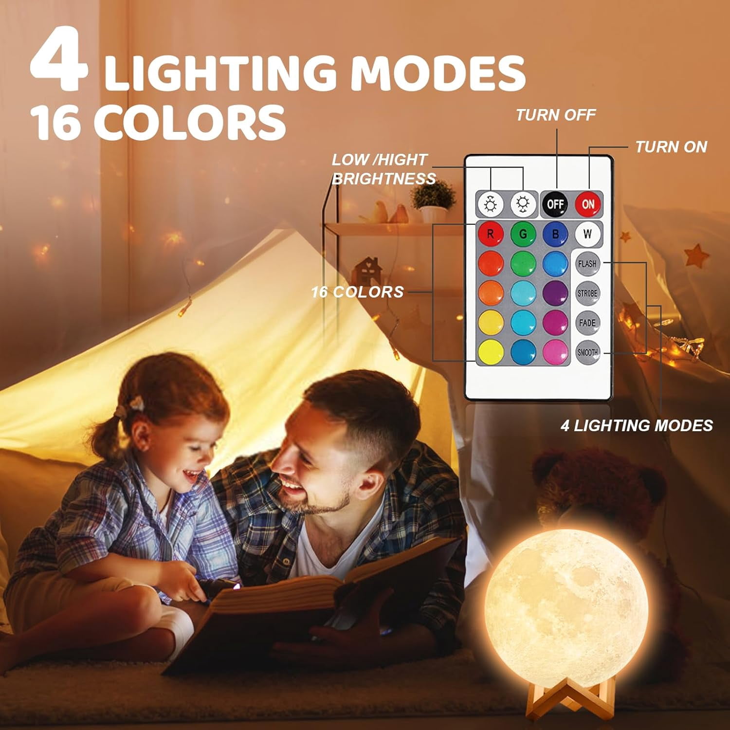 Rechargeable Moon Lamp for Adult Kids 5.9inch, 3D Moon Lights for Bedroom, Unique Valentine Gifts for Her, Suitable as Kids Night Lights Bedroom Decorations
