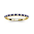 thumbnail image 3 of TriJewels 0.28 ctw Round Blue Sapphire and Lab Grown Diamond (1.50 mm) 18 Stone Wedding Band in 10K Yellow Gold, 3 of 6