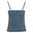 thumbnail image 5 of Mqqzkk Women's Denim Tank Top Suspenders Button Up Sleeveless Fashion Shirts Casual Blouse Top With Pockets, 5 of 9